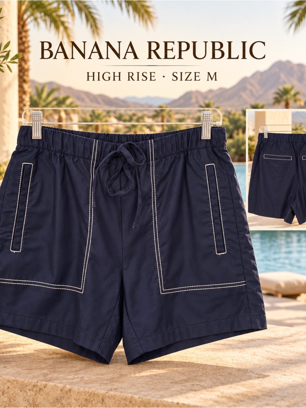 Banana Republic High Rise Shorts in Blue Size Medium NWT